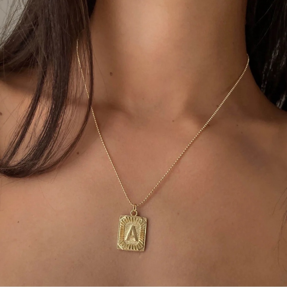 “L” - Bracha Initial Card Necklace